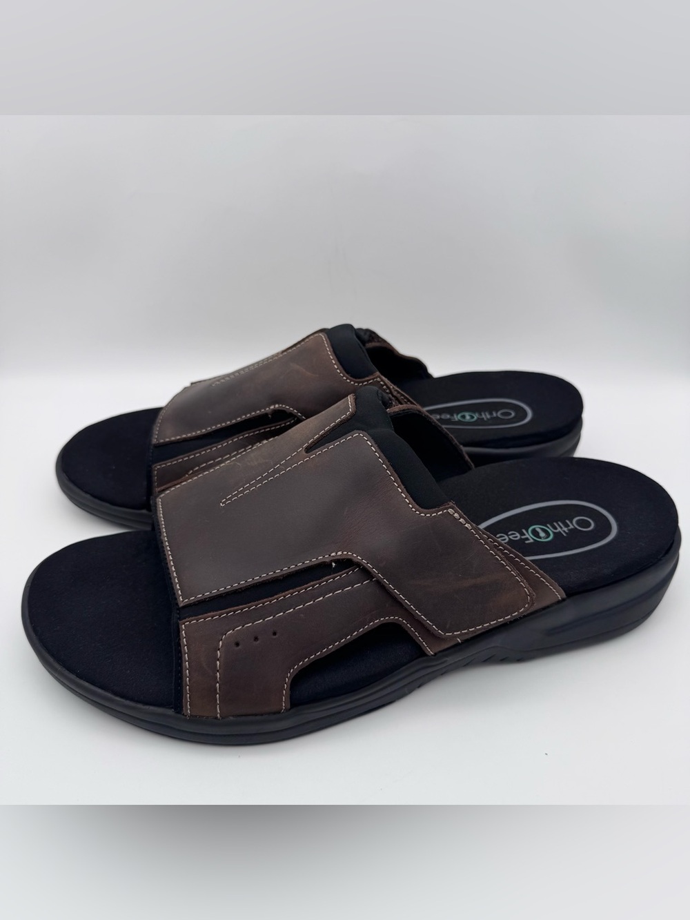 Orthofeet Sarasota Men's 14 M Leather Adjustable Slide Comfort Sandals